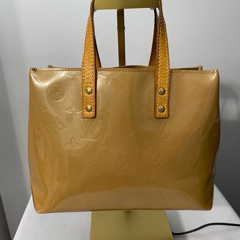 Louis Vuitton Reade Vernis Tan/Gold Patent Leather Mini Tote Authentic